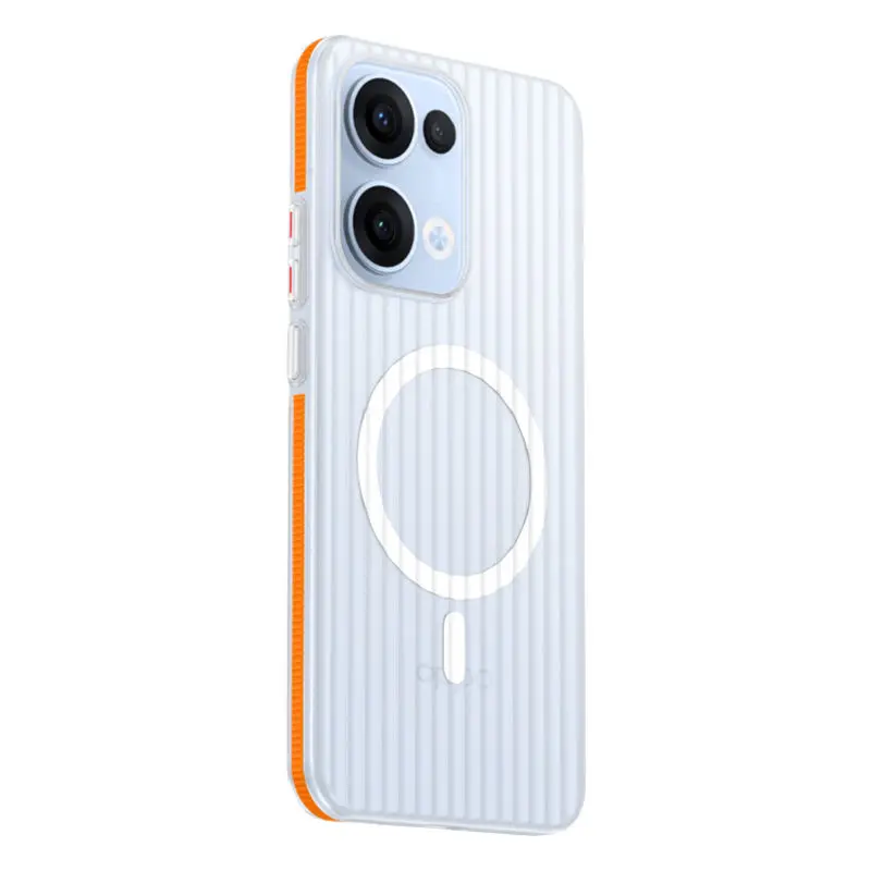 

Case For Oppo Reno 13 Pro Luxury Corrugated Anti-slip Edge Strip Magnetic Suction Back Cover OPPO Reno13 13Pro 5G Bumper Funda