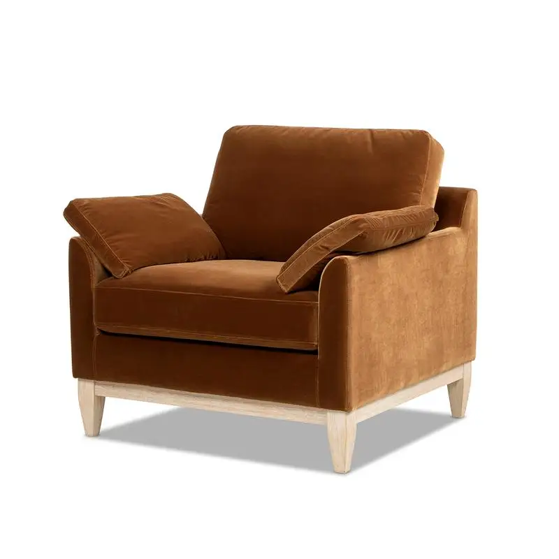 Modern Farmhouse 36" Wide Accent Arm Chair in Burnt Orange Performance Velvet