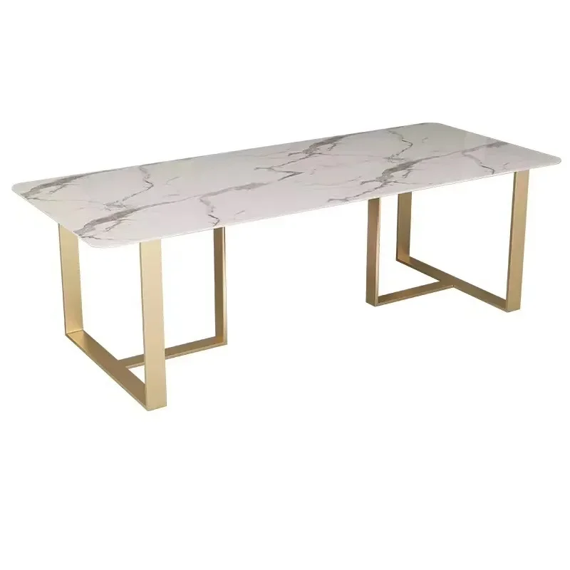Slate dining table, modern simple rectangular stone marble, commercial hotel restaurant table