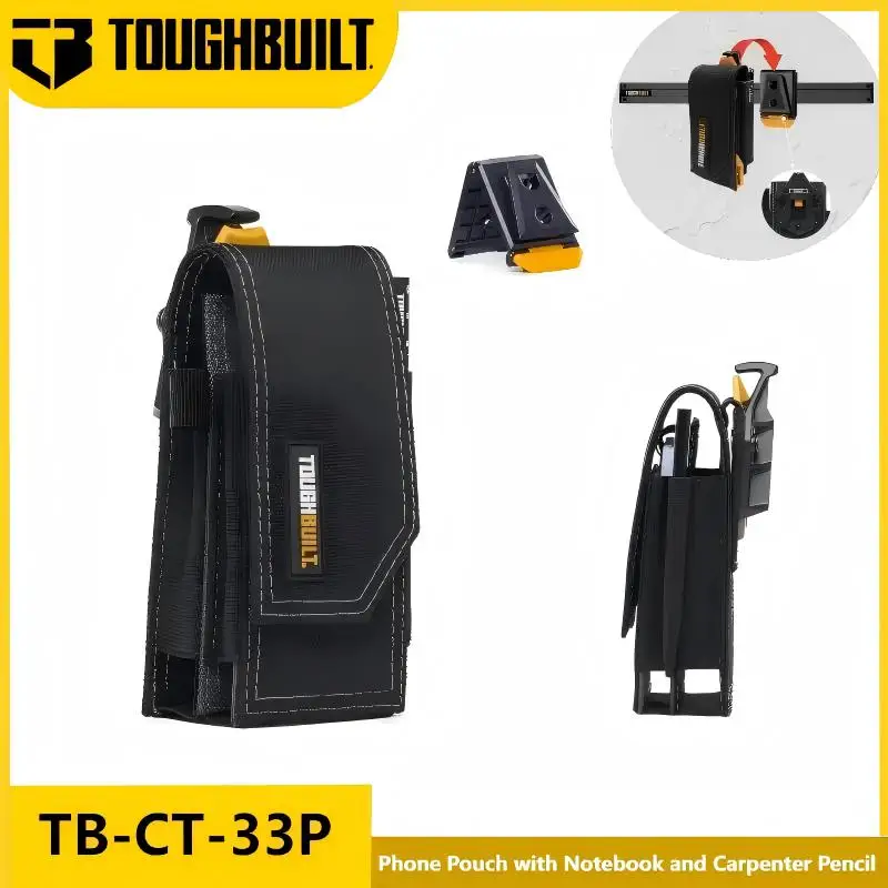 TOUGHBUILT TB-CT-33P Smartphone Pouch (with Notebook and Carpenter's Pencil), 18.5 x 10 x 7 cm Custom Organizer Tool Pouch