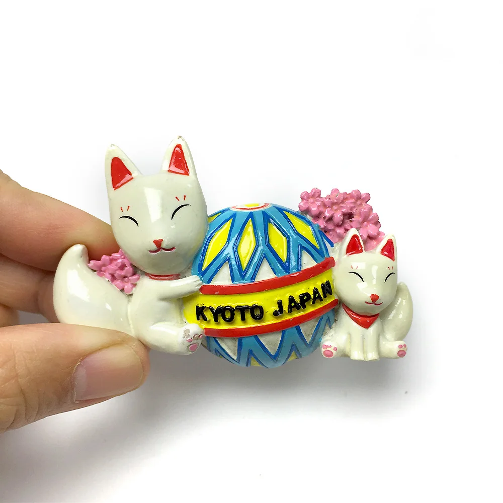

Kyoto Japan Themed Resin Fridge Magnet - Cute Foxes Design - Perfect Home Decor Gift