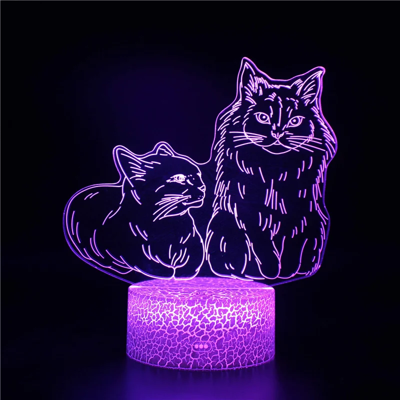 Nighdn Cute 3D Cat Night Light Kids LED Cat Lamp Lovely USB Acrylic Table Nightlight for Children Gift Bedroom Room Decor Light