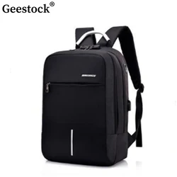 Geestock Anti Theft Coded Lock Backpack Business Laptop Bag USB Charging Port Men Women Travel Backpack Waterproof Schoolbag