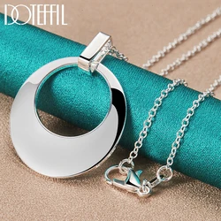 DOTEFFIL 925 Sterling Silver Sickle Pendant Necklace 16/18/20/22/24/26/30 Inch Chain For Woman Man Charm Fine Jewelry