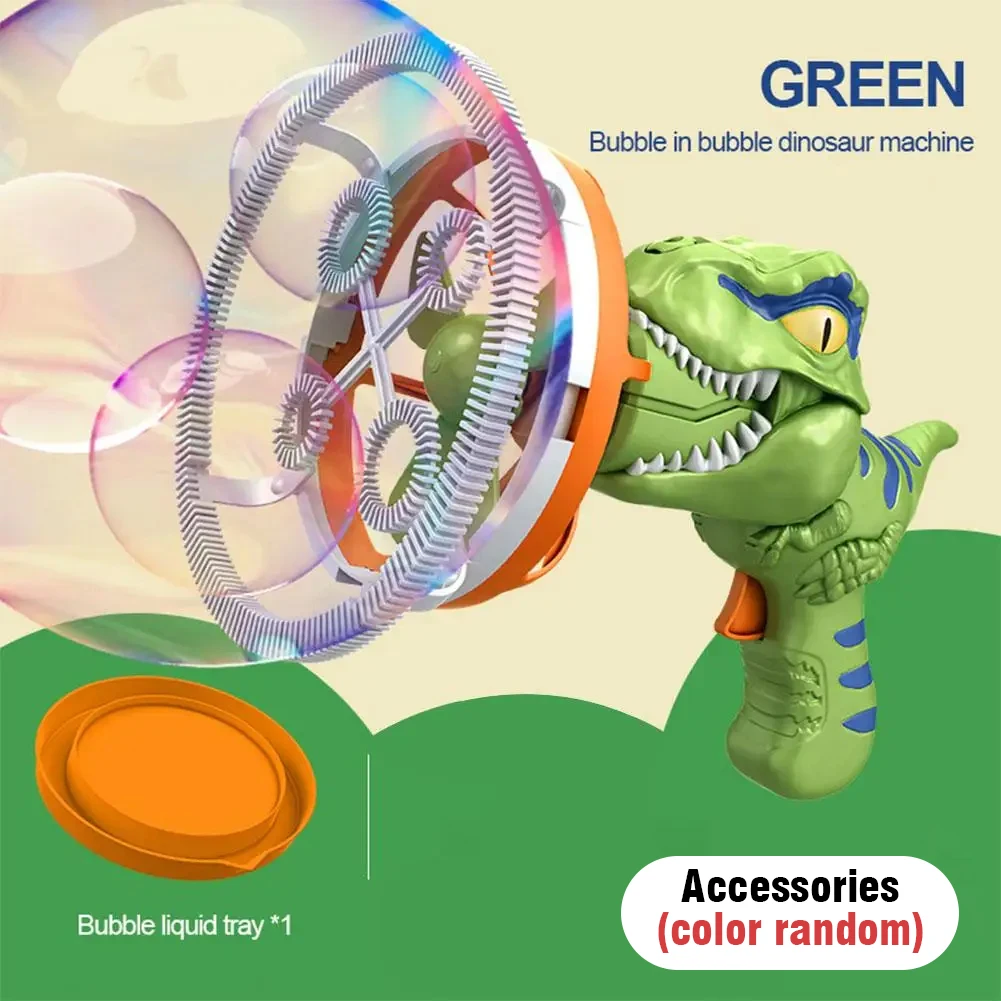 Electric Bubble Machine Dinosaur Soap Bubble Gun Automatic Blowing Bubble Guns Summer Outdoor Games Children Toys Birthday Gift