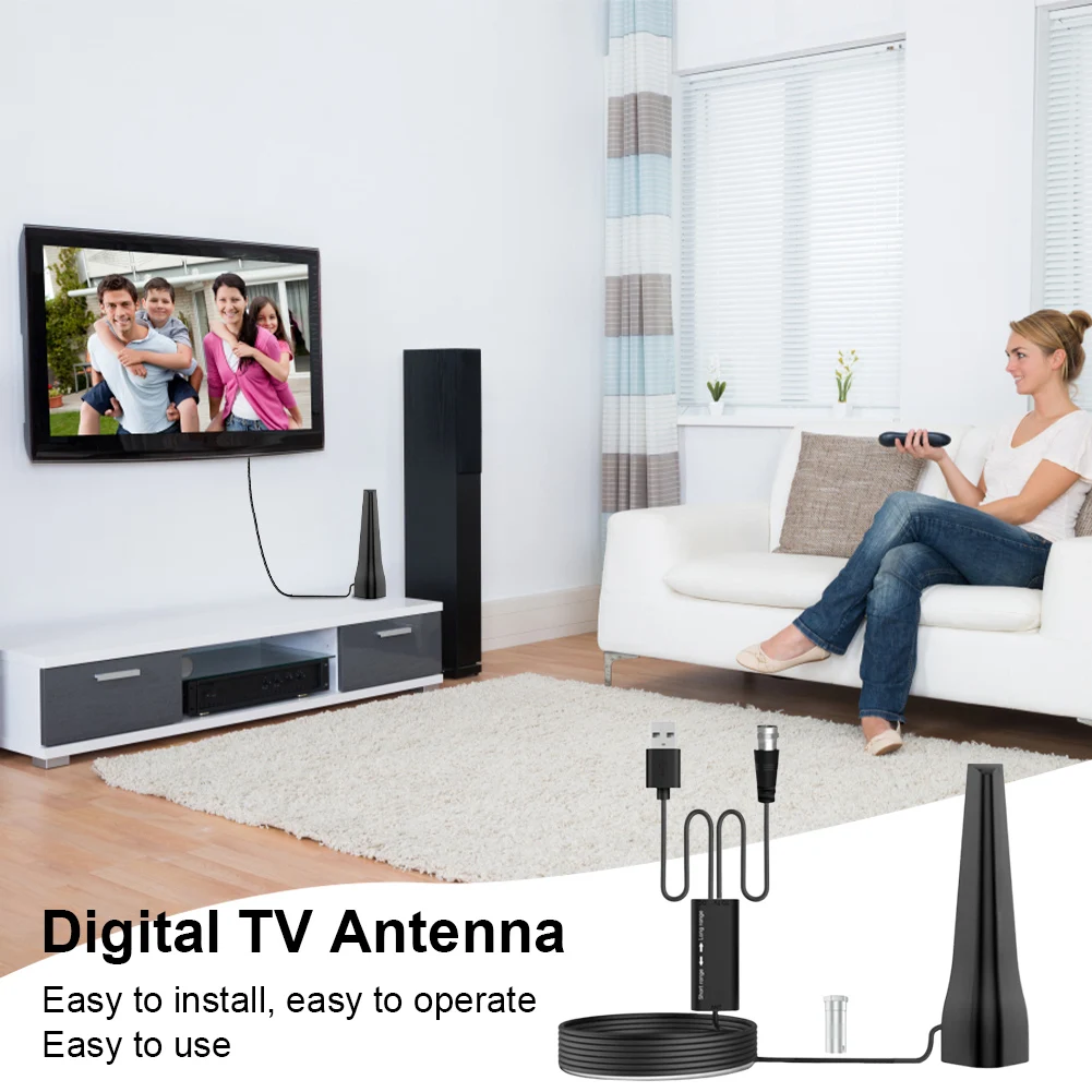 

Цифровая ТВ-антенна HD 18 футов с коаксиальным кабелем, цифровая антенна для помещений и улицы с усилителем сигнала, усилитель для всех телевизоров, поддержка 4K 1080P