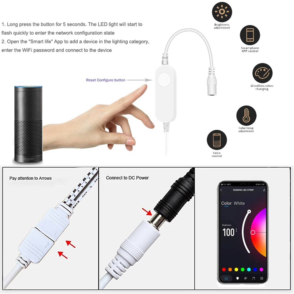 Tuya Smart Remote Control RGB Spot LED Light Under Cabinet Light Kit Dimmer Home Kitchen Counter Colorful Lamp For Alexa Google