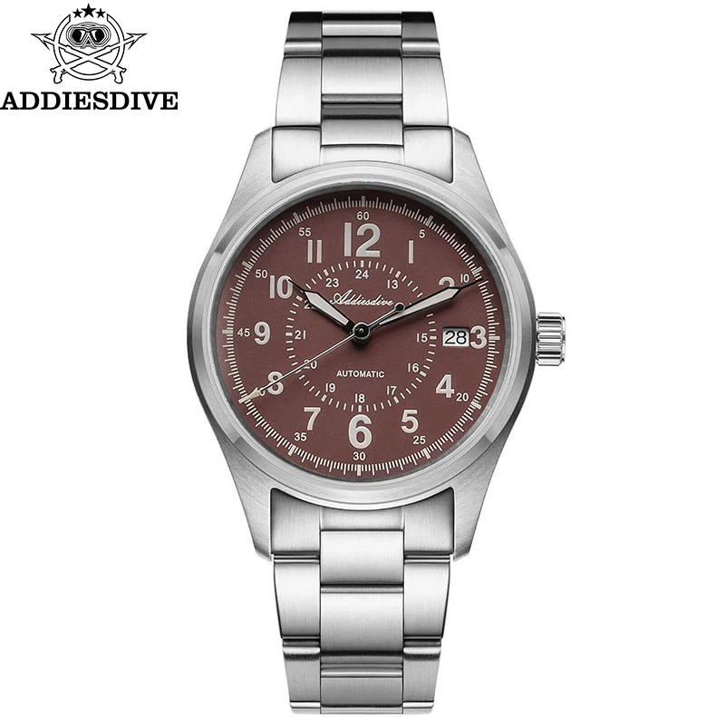 ساعة Addiesdive للرجال مقاومة للماء مضيئة موضة ساعة ميكانيكية زجاج الياقوت AD2074 ساعات تناظرية من الفولاذ المقاوم للصدأ #6