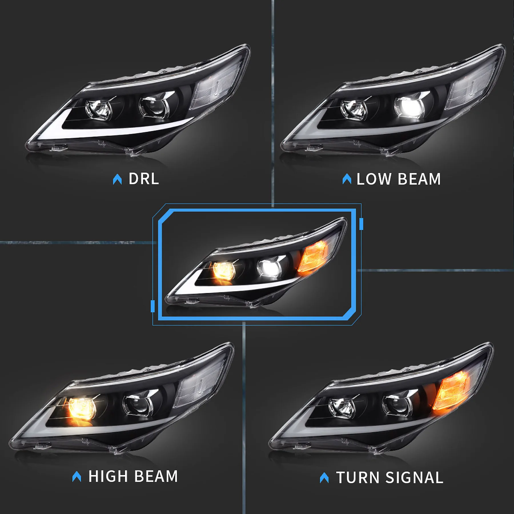 For Toyota Camry 12-14 US Specification Projector Headlight Assembly,High Light Transmittance Lens Improves Night Driving Safety