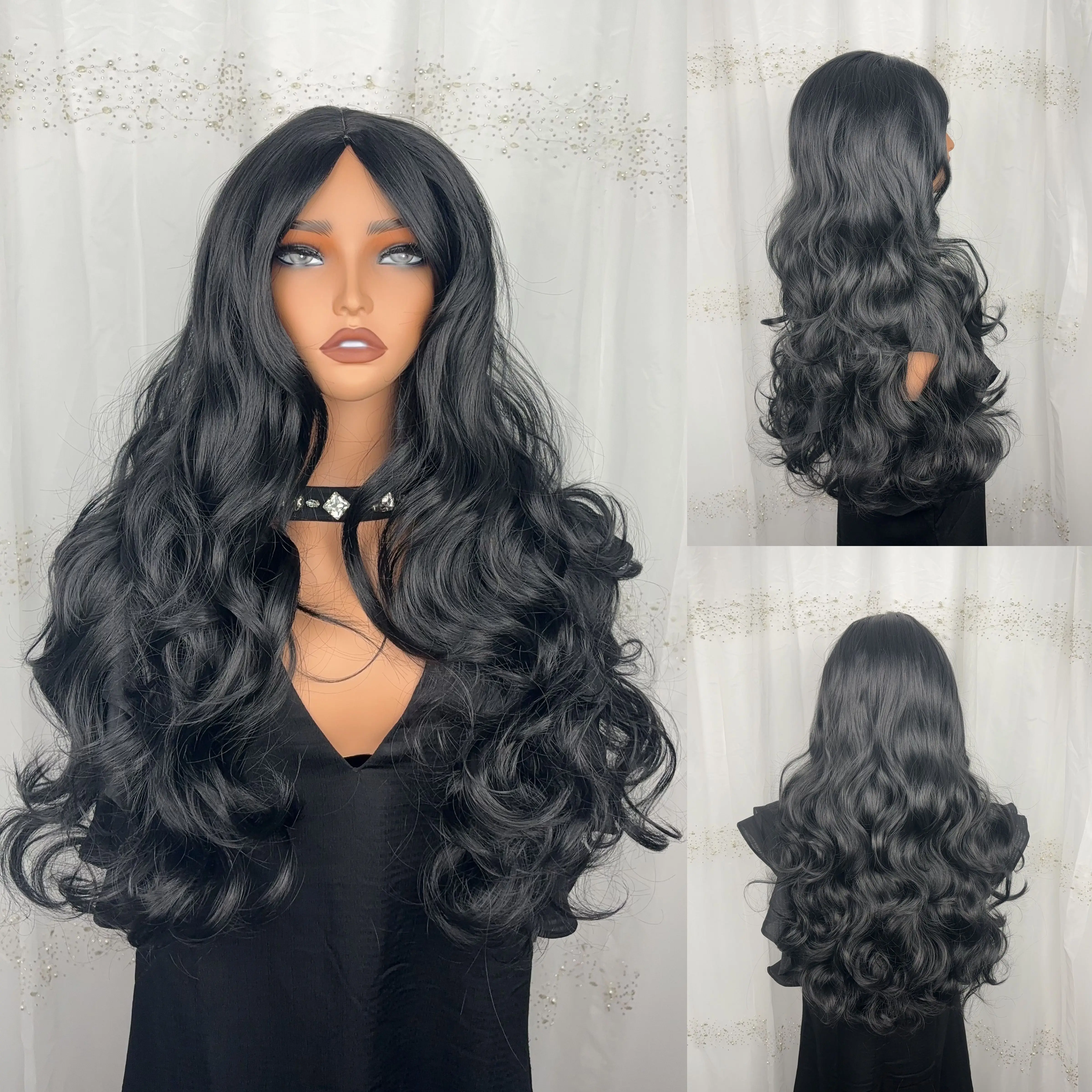 Versatile Style Synthetic Wigs Long Wave wig For Black Women Brazilian Good Texture heat-resistant fiber