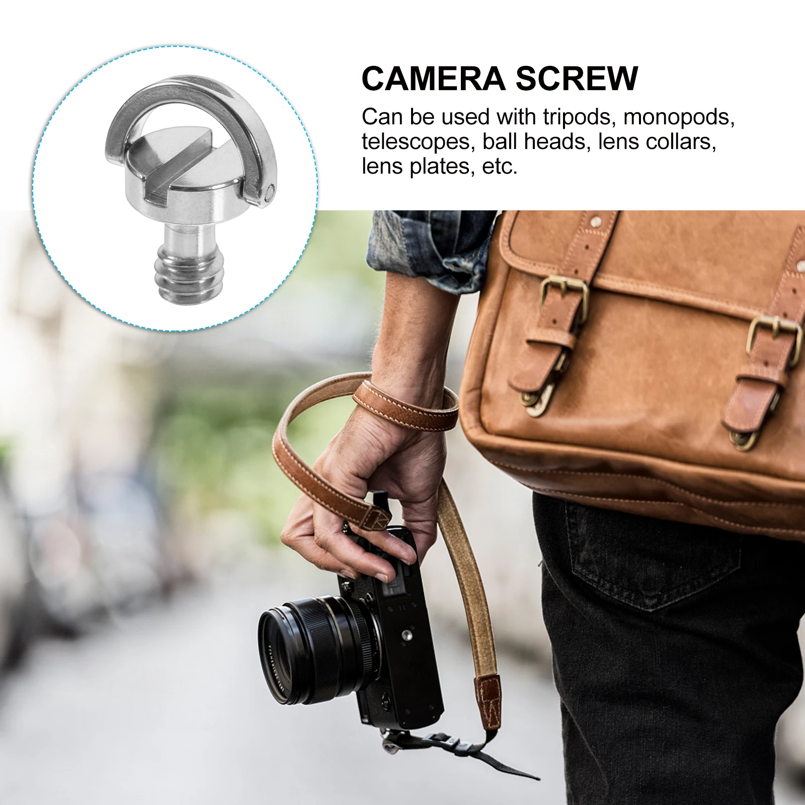 

5pcs Camera Fixing Screw 1/4 D Ring Quick Release Tripod Mount Screw for Monopod QR Plate Lightweight Anti Rust Durability