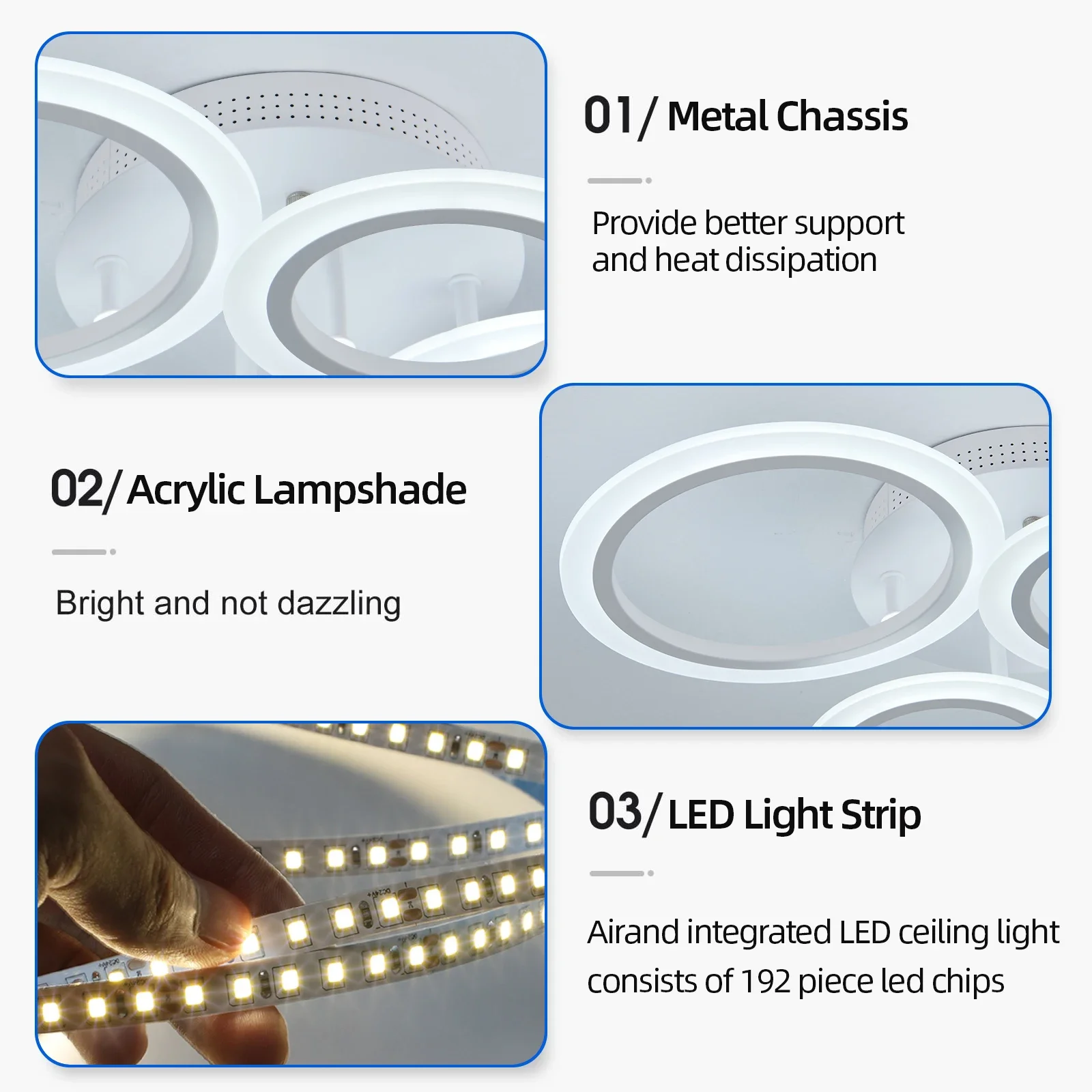 Imagem -05 - Led Acrílico Luz de Teto com Controle Remoto Anel Luzes Pingente Lâmpada Escurecimento Luminária Interior Quarto e Sala de Estar