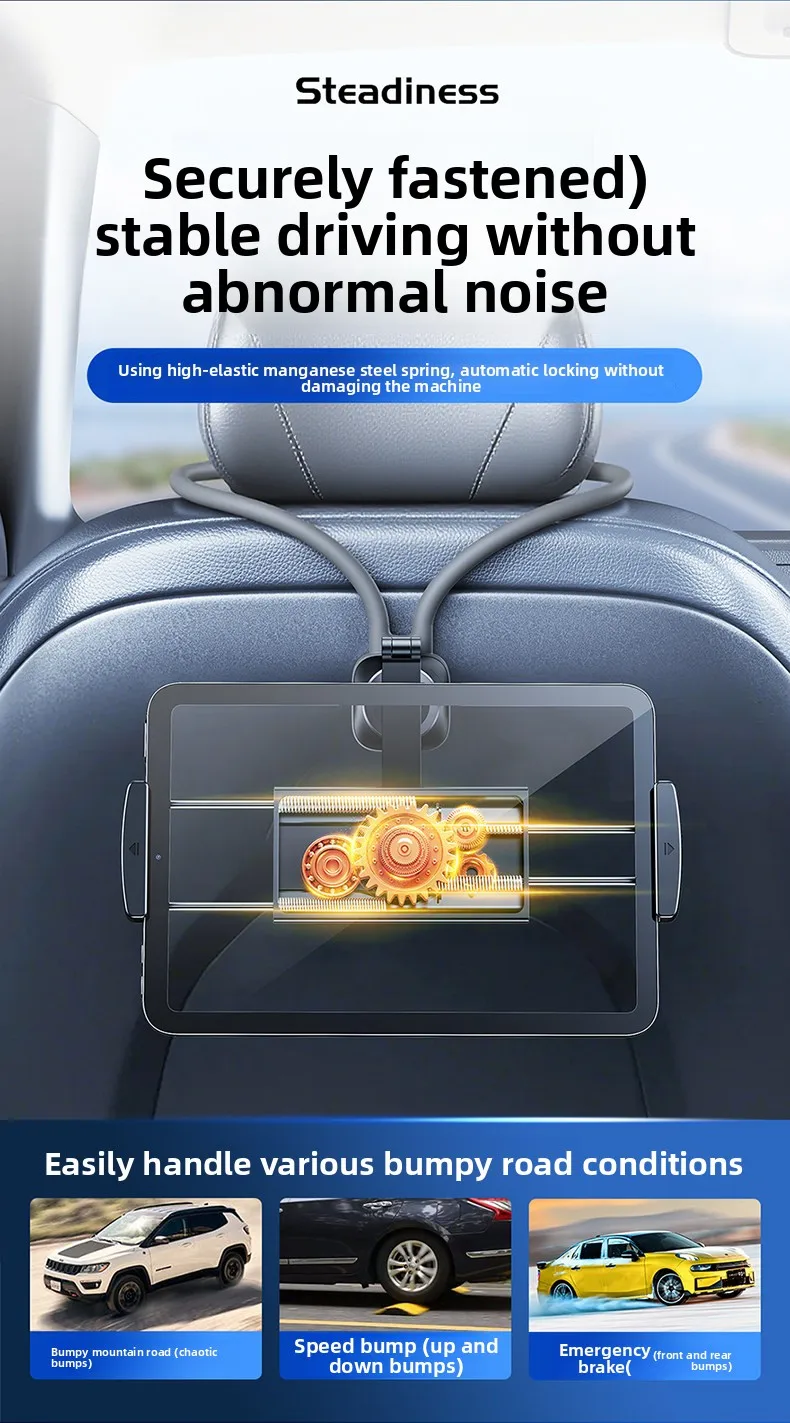Soporte para tablet en el reposacabezas del asiento trasero del coche, compatible con iPad, universal, flexible y con ro