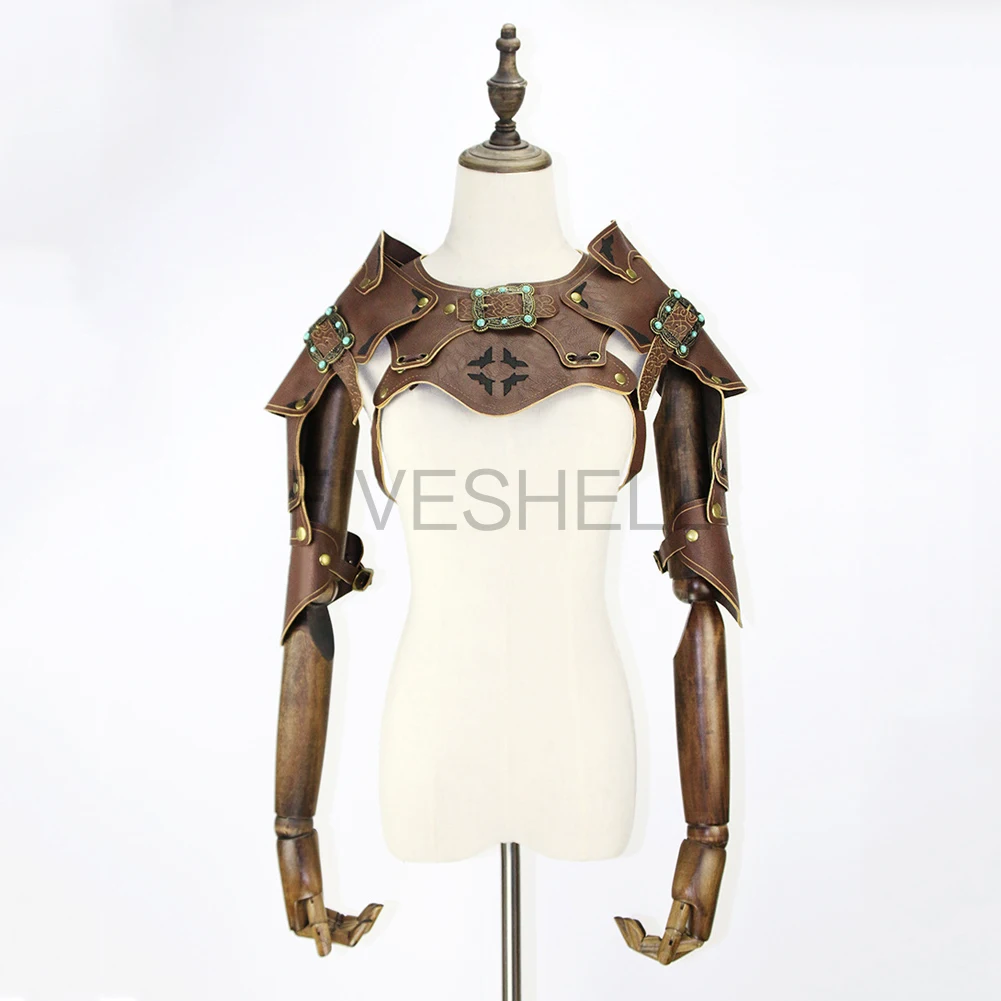 

2023 Medieval Knight Shoulder Armor Costume Warrior Pirate Cosplay Vintage Punk Leather Spaulder Halloween Party Costume