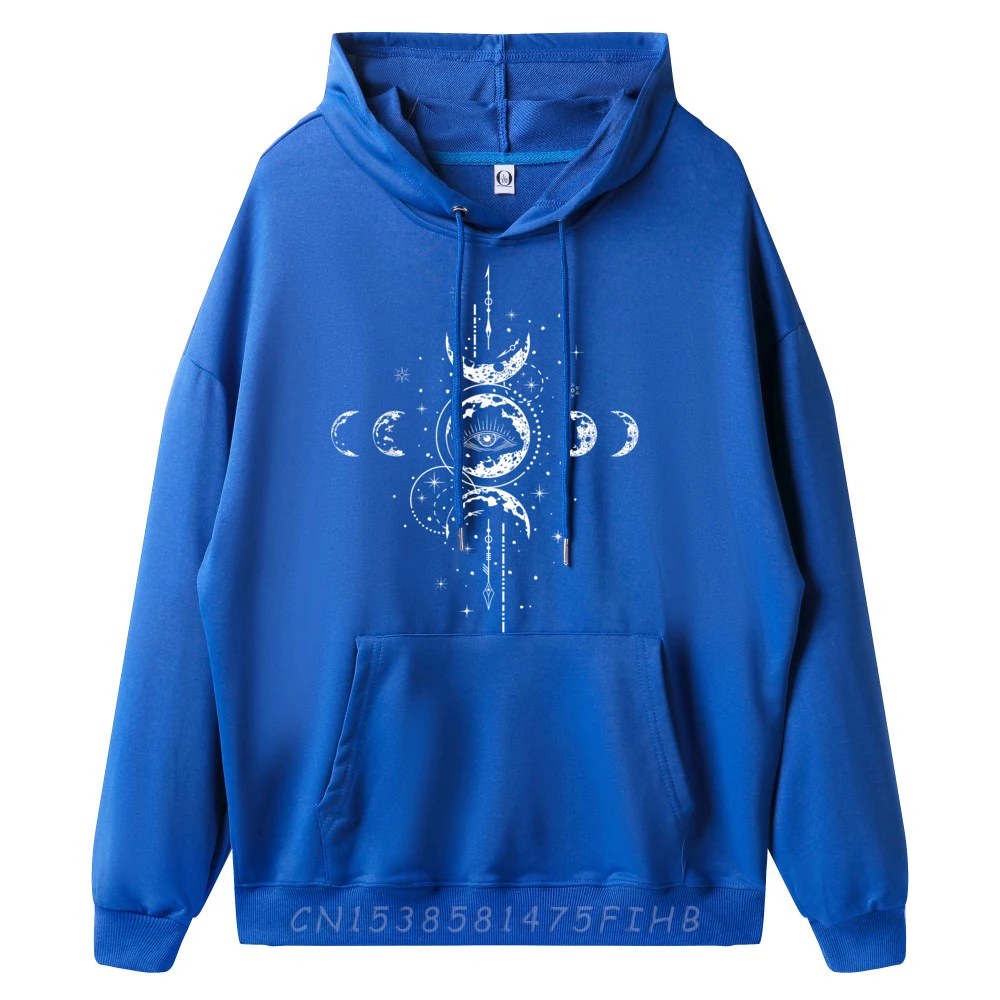 Special Woman Hoodies Celestial Moon Phase All Seeing Funny Hoodies Long Sleeve Vintage Sweatshirts O-Neck