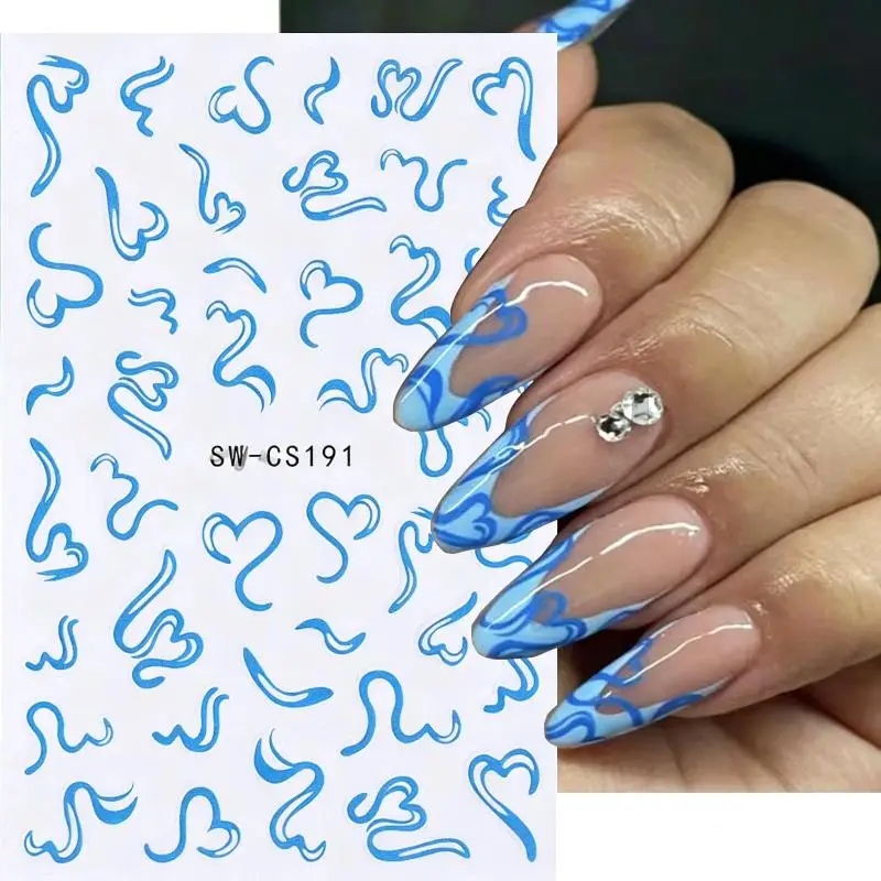 2Sheets Sweet Nail Art Stickers Valentines Day Ribbon Heart Kawaii Decals Colorful Bow Butterfly Manicure No Peel