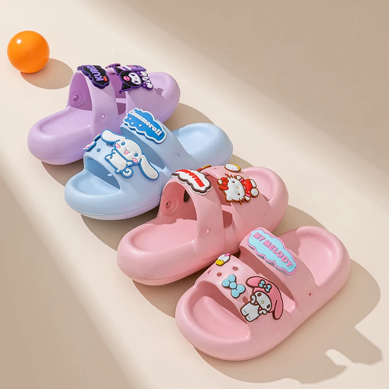 

Lovely Kuromi Melody Breathable Cute Kids Summer Sanrio Croc Slipper Soft Non-Slip Indoor Beach Sandals Hole Shoes Boys Girls