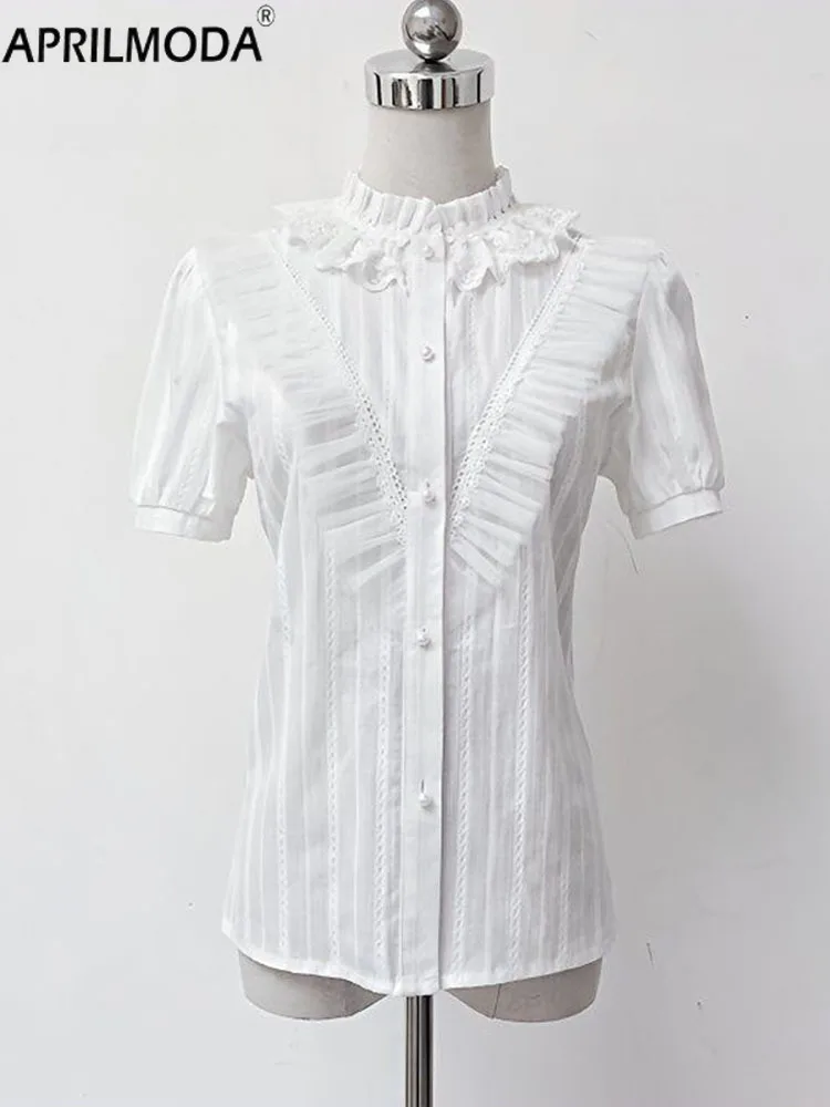 

Черно-белая японская милая офисная женская повседневная блузка, элегантная кружевная лоскутная рубашка с воротником-стойкой в стиле Лолиты, готические рубашки на пуговицах Kawaii