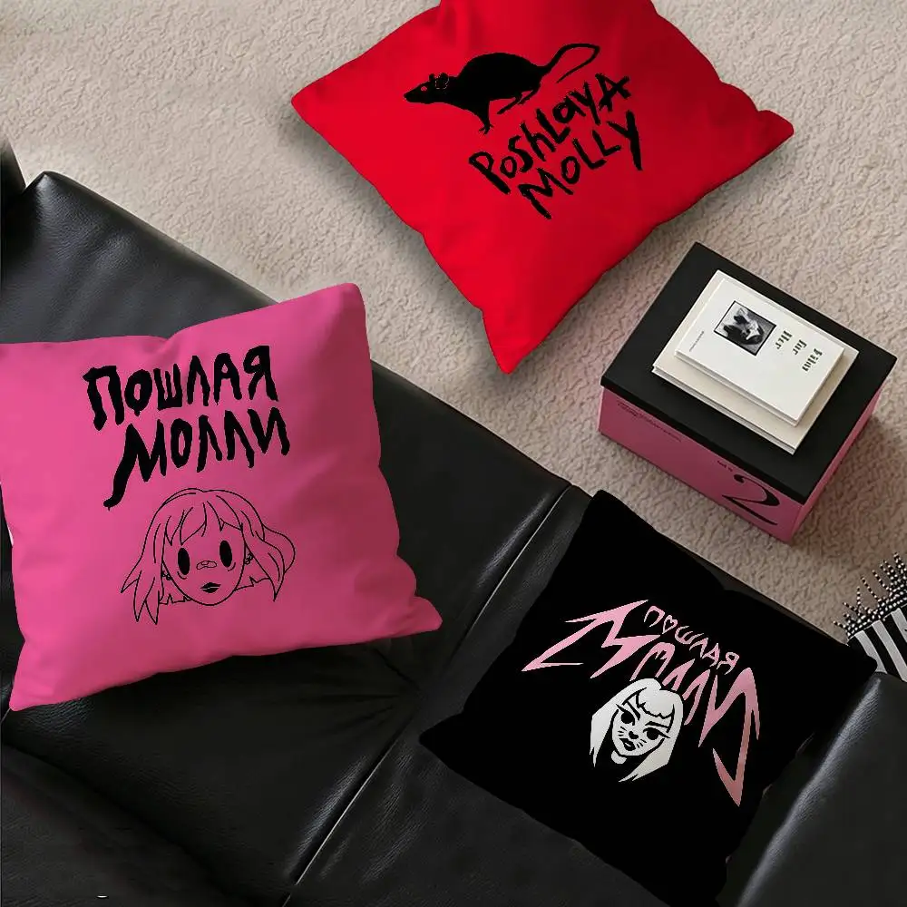 P-Poshlaya M-Molly Band Pillow Covers Cartoon Sofa Decorative Home Double-sided Printing Short Plush Cute Cushion Cover
