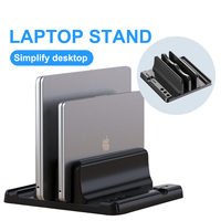 4-in-1 Adjustable Vertical Laptop Stand Holder,  3/2 Slots Laptop Rack for Desk, Space-Saving Organizer for All MacBook and Lap