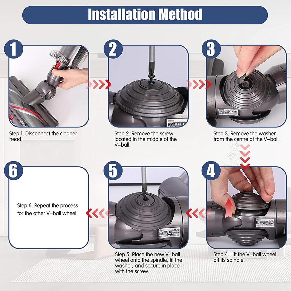 Ball Rad Ersatz für Dyson V10 V11 V15 Staubsauger 100W Hohe Drehmoment Reiniger Kopf V- Ball Räder ersatz