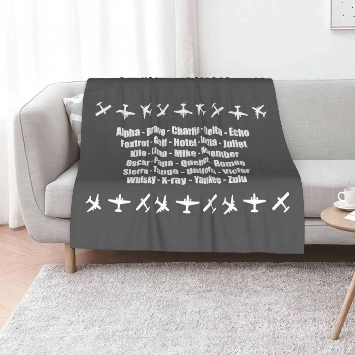 Phonetic Alphabet White Aeroplanes Design Throw Blanket for babies Luxury Brand Flannel Fabric Picnic Fashion Sofas Blankets