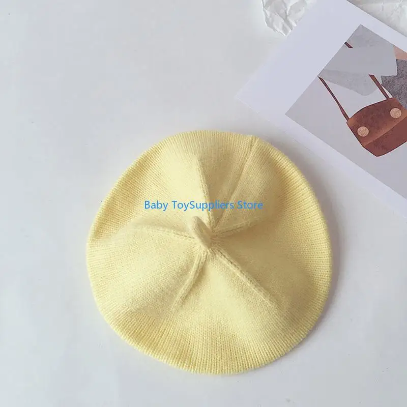 

R1WF Autumn Baby Hat Solid Color Vintage Knitted Beanie Kids Infant Toddler Bonnets
