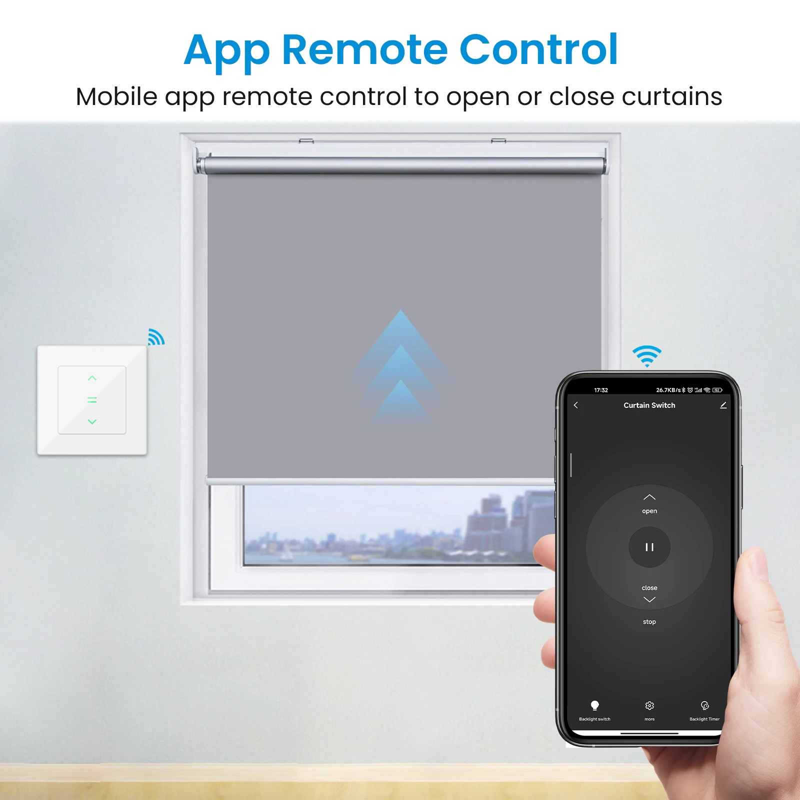 LoraTap Tuya Smart Life Curtain  Detachable Panel Switch Motor Running Time Setting Remote Voice Control via Google Home Alexa
