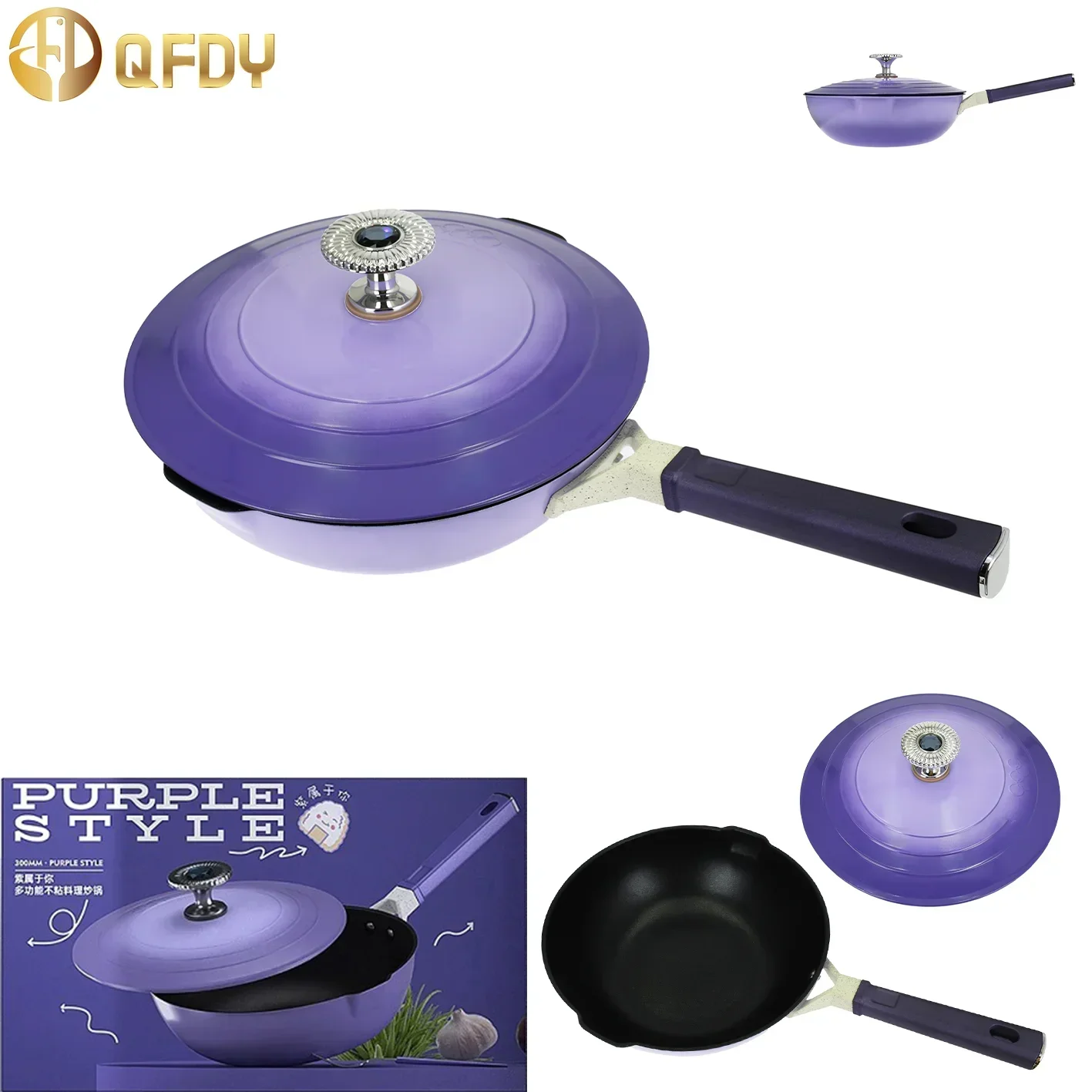 

Purple Cookware Non-stick steak frying pan induction cooker and gas stove universal kitchen food accessories tools