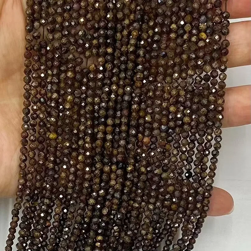 

2025 New Natural Bronzite Facted Round Bead Loose Bead Women Jewelry Making DIY Bracelet Necklace 38cm Accessories Wholesale