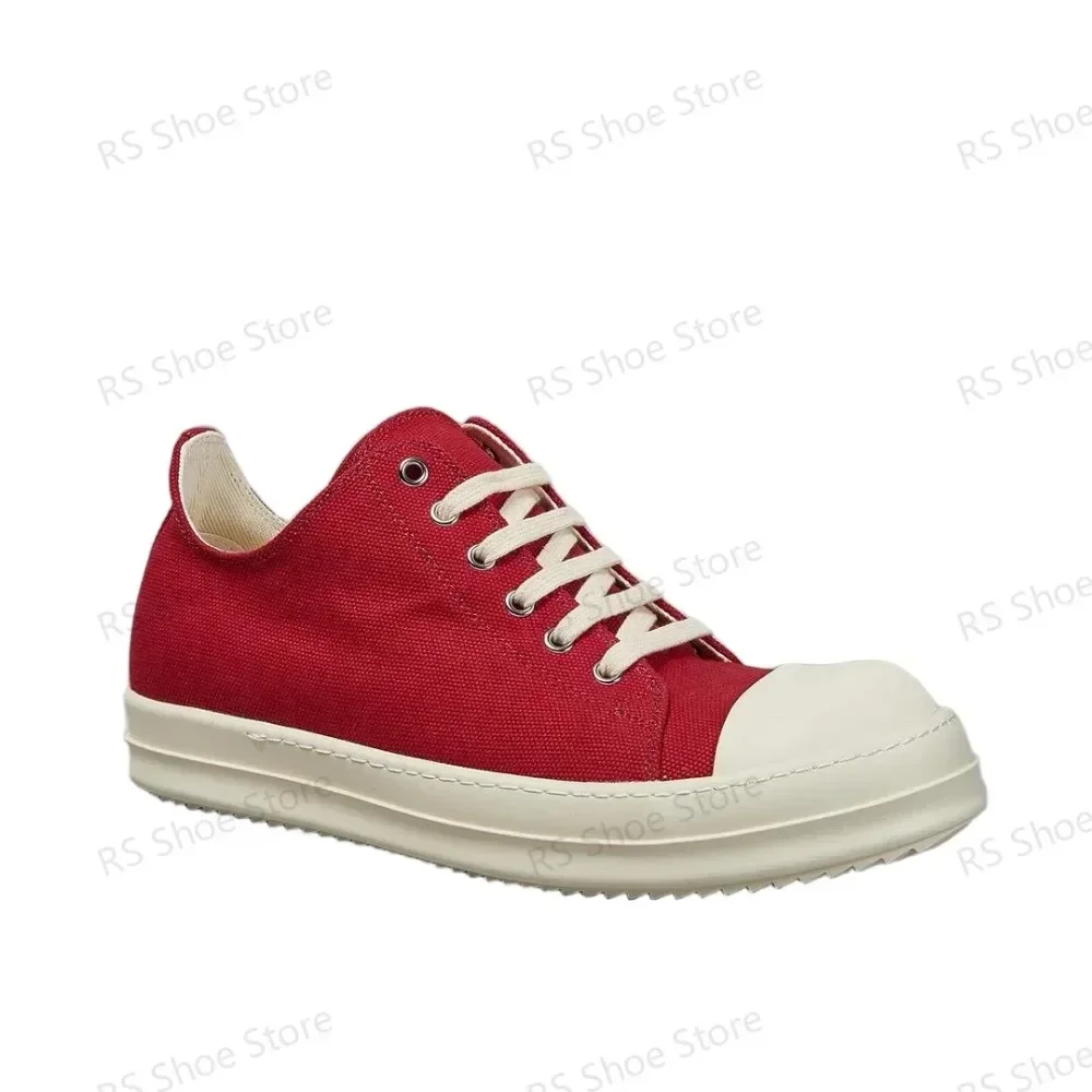 

Ro Luxury Men Casual Shoes Red Canvas Low Top Shoe Classic Design Sneaker Thick Sole Lace Up Luxury Women Sneakers