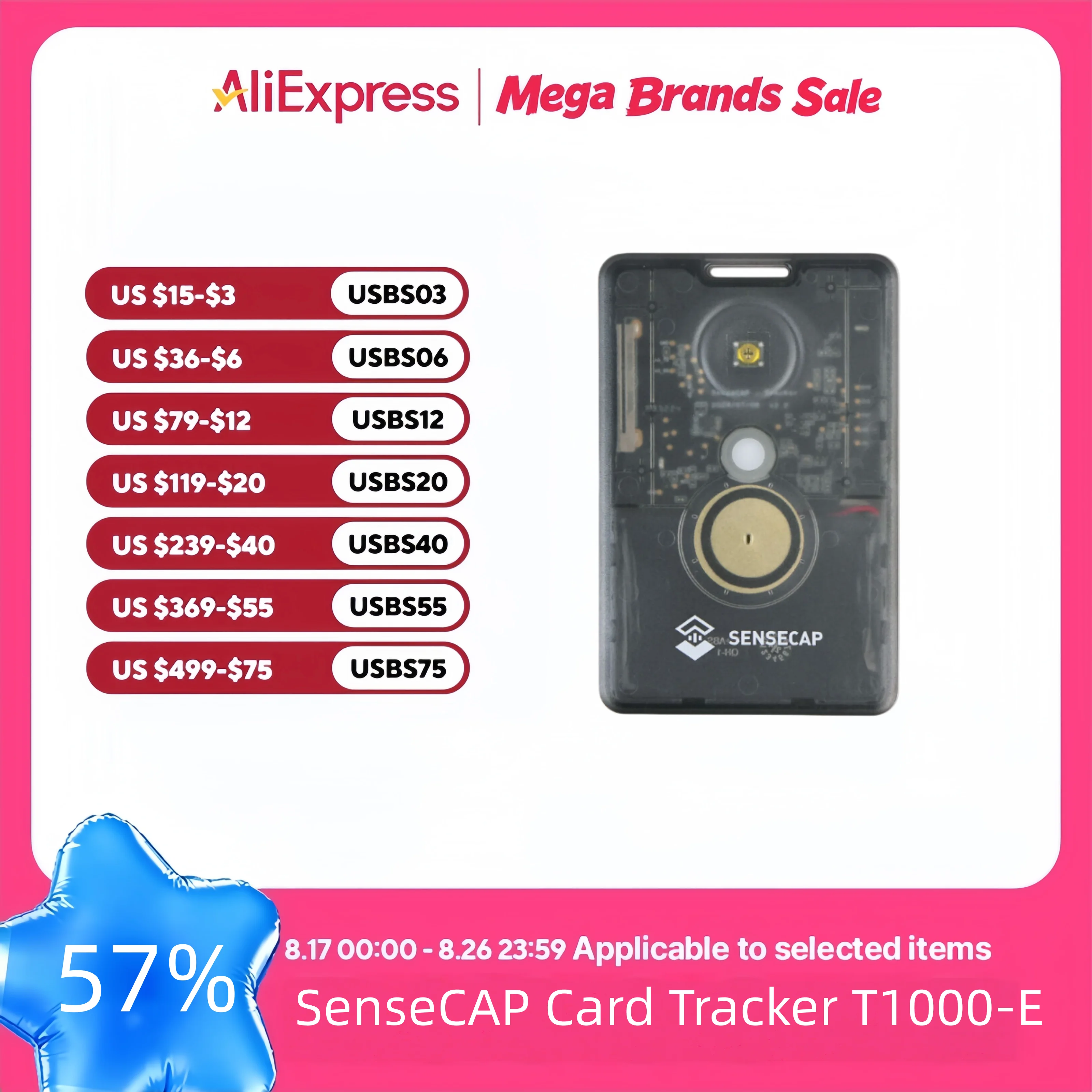 SenseCAP Card Tracker T1000-E for Meshtastic Lora Tracking Outdoor, 868mhz 915mhz, 863-928 MHz,embeds nRF52840 LR1110
