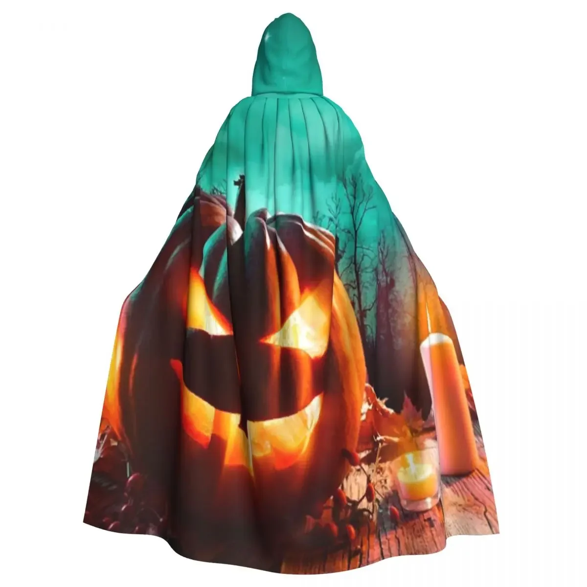 Halloween Pumpkin Long Hooded  Witch Medieval Costume Cosplay Cape HalloweenCoat Adult Unisex