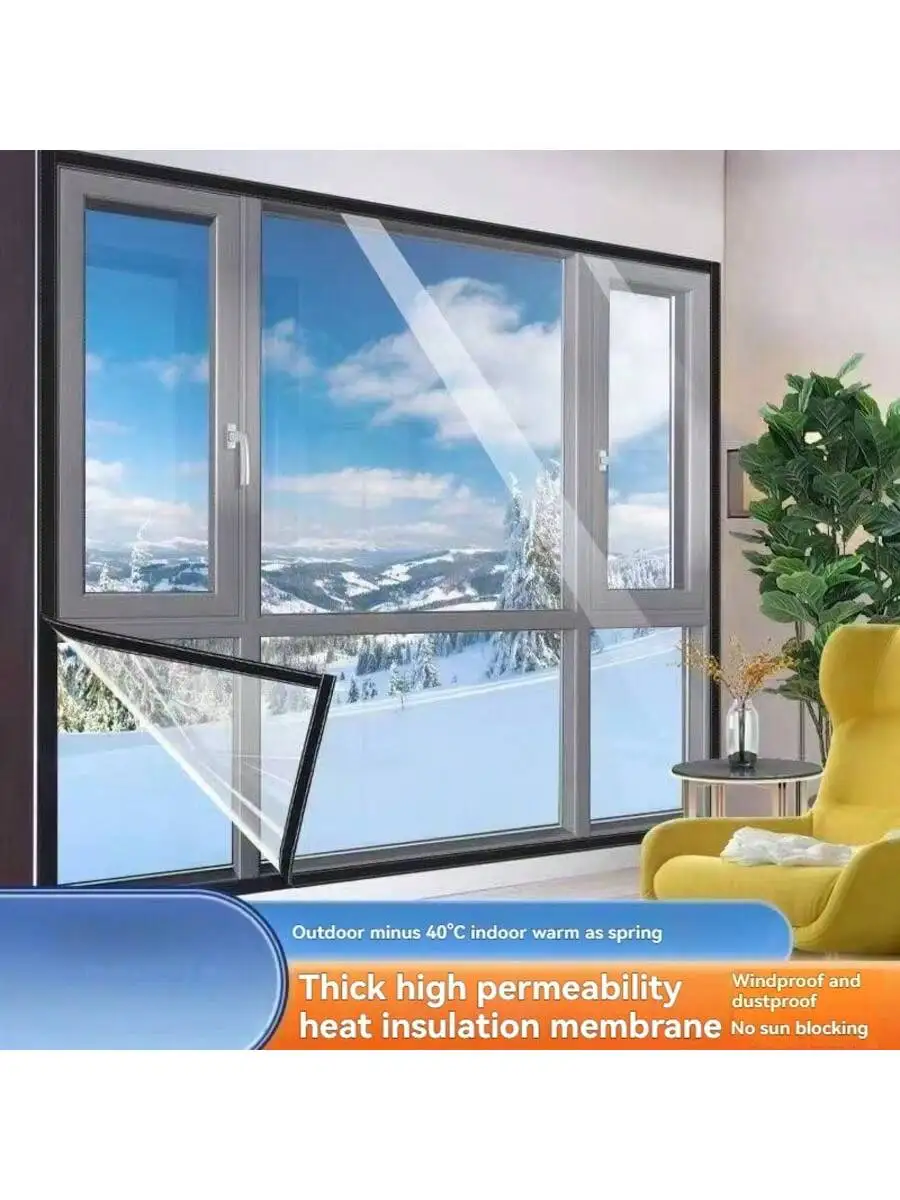 Winter windproof and thermal insulation film seals doors and windows with cold strips to prevent air leakage. The windows are ea