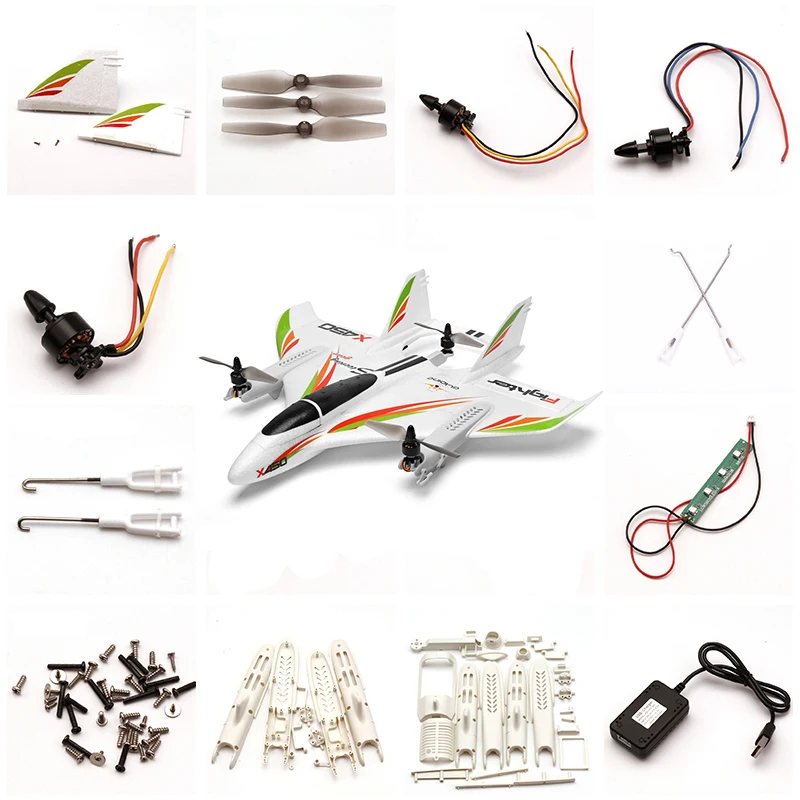 

WLtoys XK X450 RC Glider Plane Parts Motor Receiver Board Servo Main Blades Screw Shell Propeller Receiver ESC Light Pull Rod