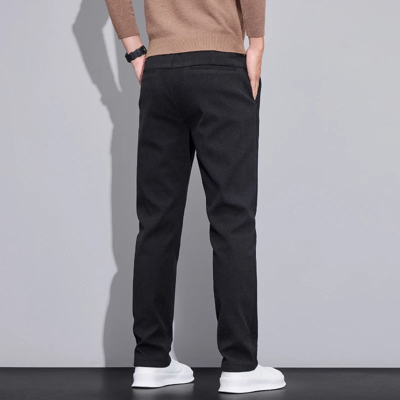 Autumn and Winter New Acetate Wool Simple Men's Light Business Casual Small Straight Leg Men's Pants Keep Warm