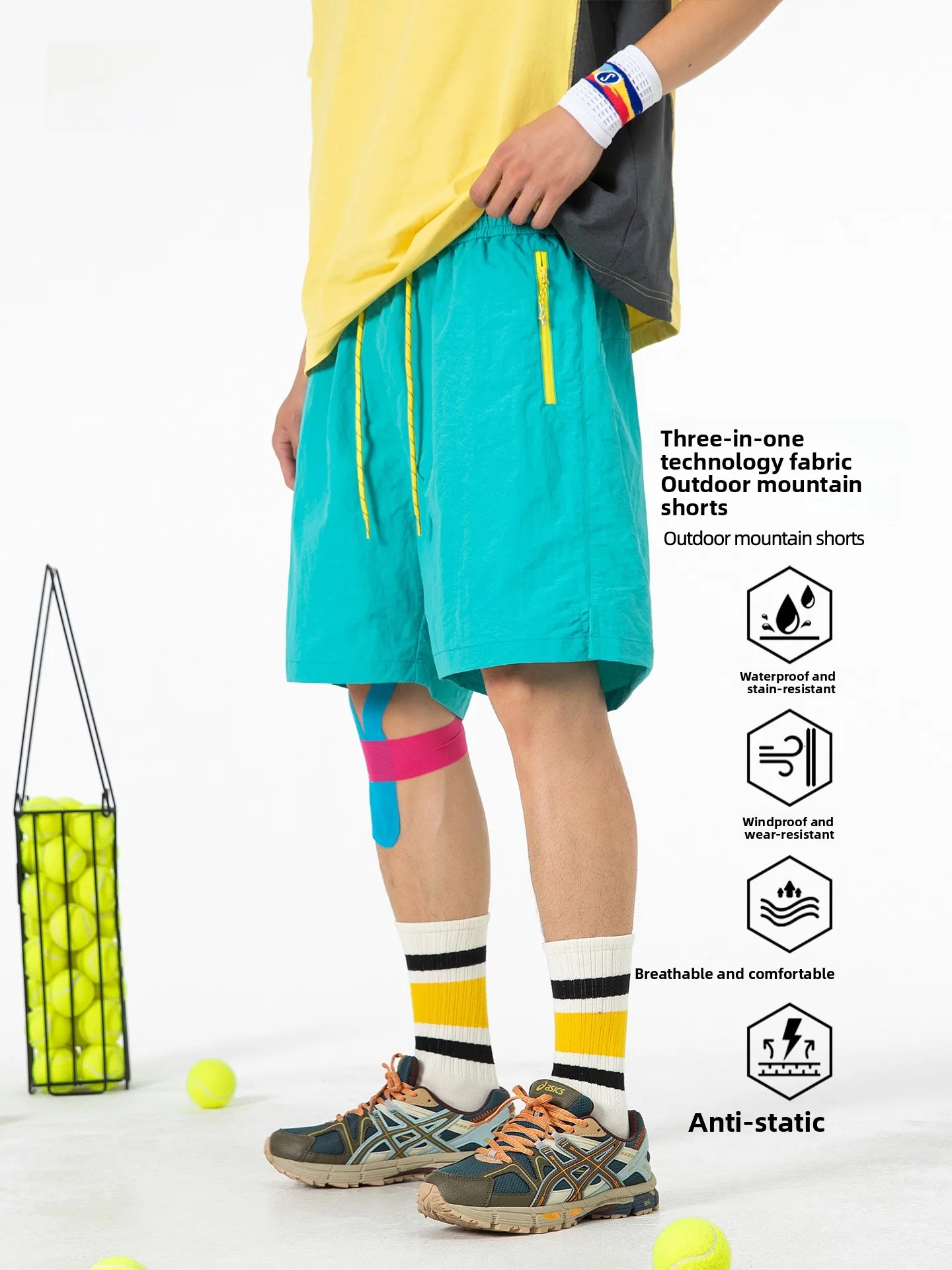 

Мужская спортивная одежда для фитнеса, уличная одежда, футболонепроницаемые брюки Qui Dry, новые летние повседневные брюки средней длины для рабочей одежды