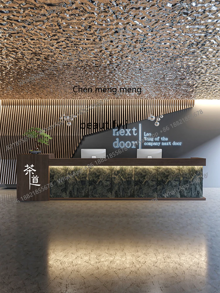 X  Imitating Stone Chinese Cashier Foot Massage Store Reception Desk Company Hotel Retro Bar Cabinet Pavilion of Regimen