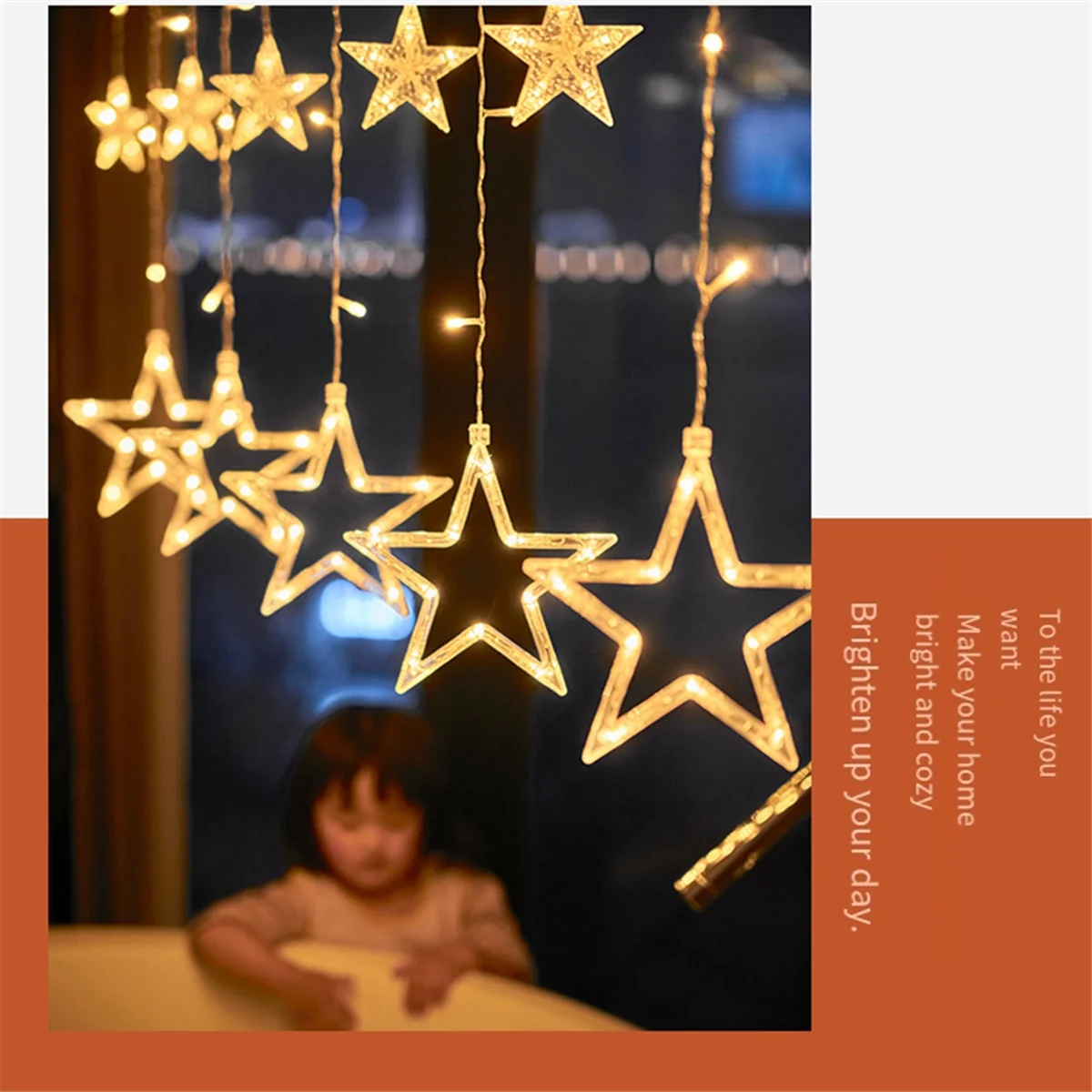 

KZQ-fChristmas Moon Star Window Fairy String Light USB & Battery Powered String Lights for Indoor Window Bedroom Multicolor