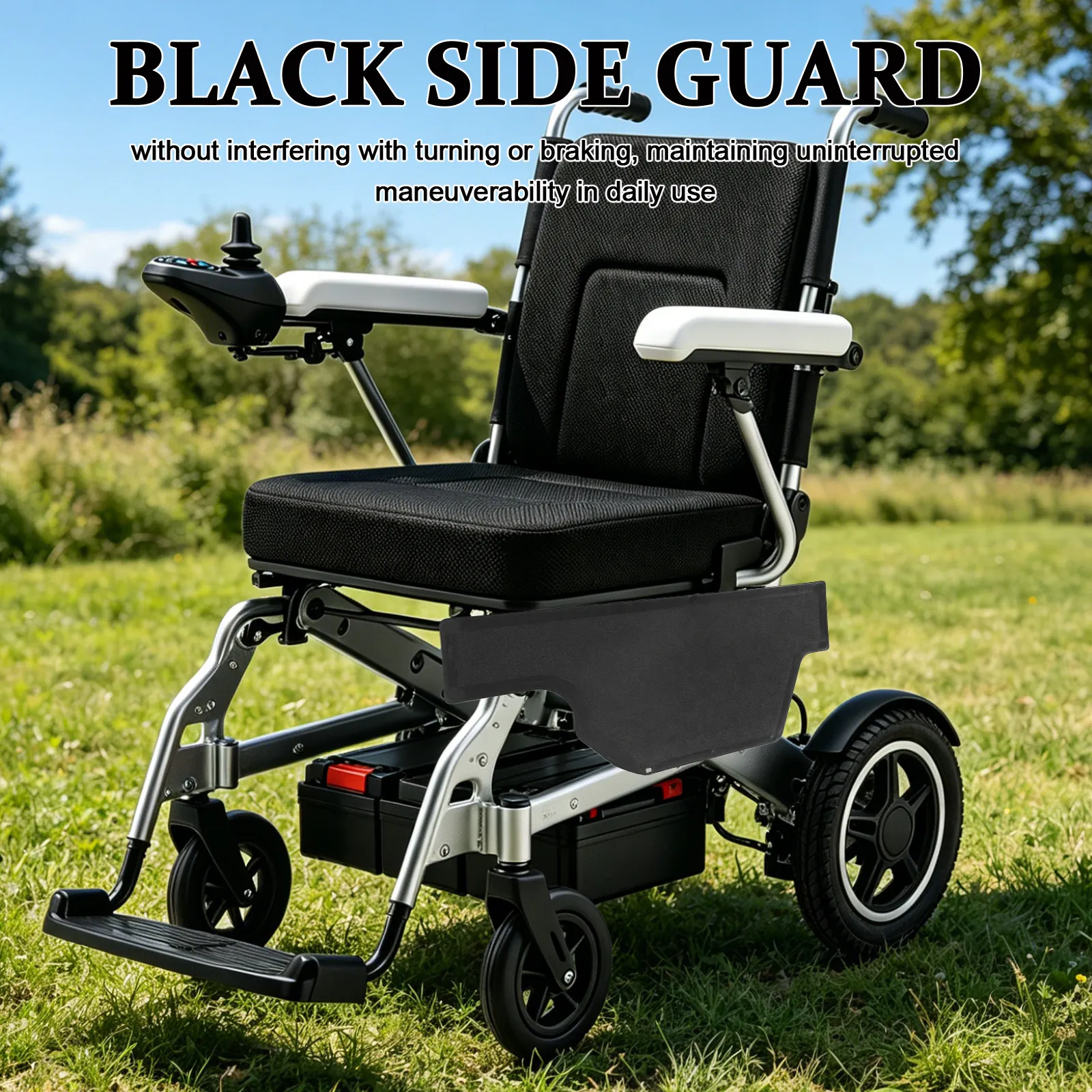 2Pcs Wheelchair Side Guard Black Plastic Wind Proof Board for Electric Wheelchair Clothing Guard Splash Mud Protection Outdoor