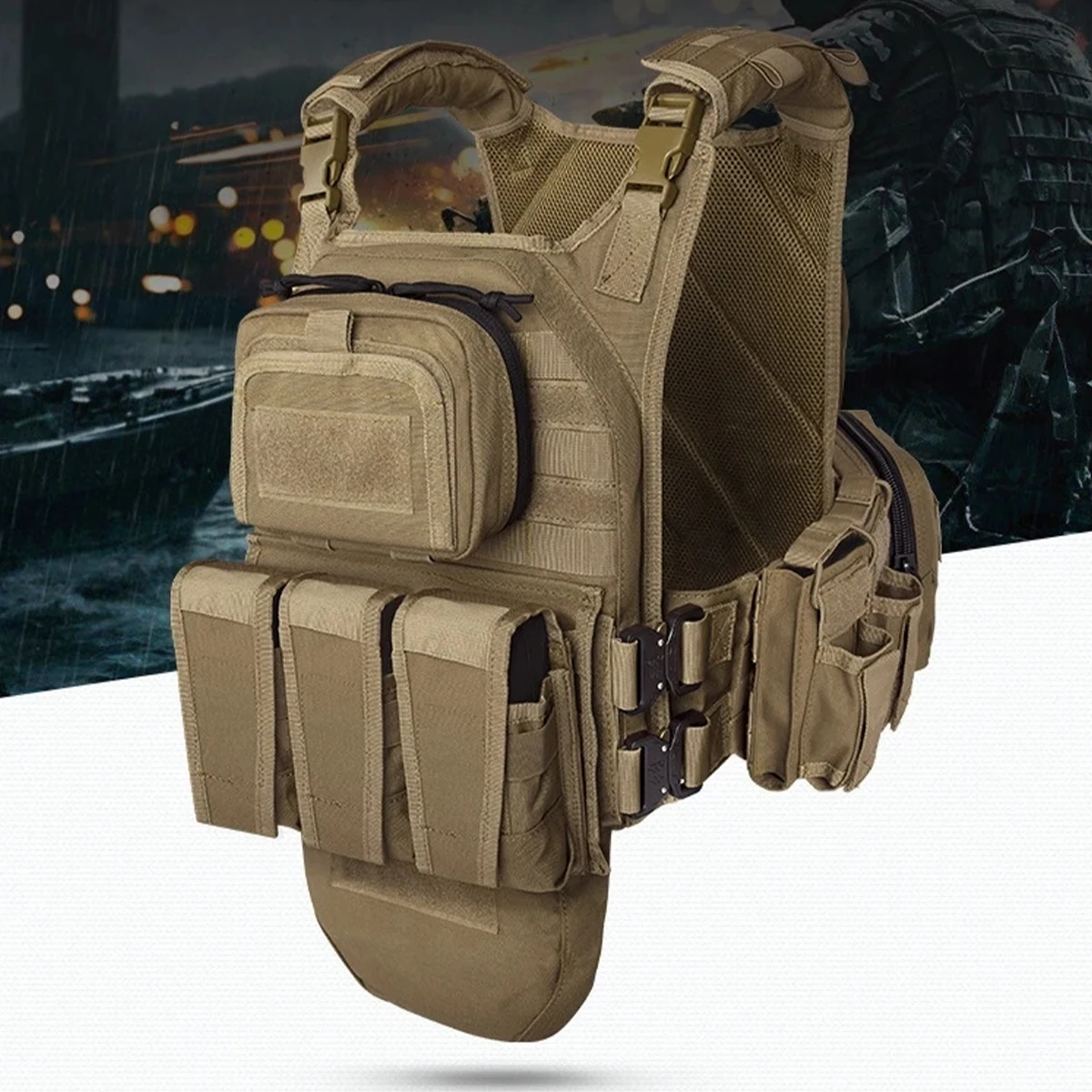 

Tactical Hunting Vest Multifunctional Molle Protection CS Training Combat Vest for Outdoor Airgun Paintball Shooting Movie Props