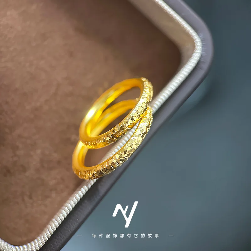 Sand gold burst flash broken ice ice inheritance ring ring light luxury sensuous ring gift 9999gold