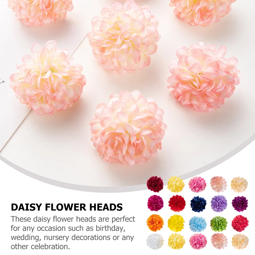 

40pcs Artificial Chrysanthemum Mixed Color DIY Ball Flowers Heads for Wedding Craft Making Mini Daisy