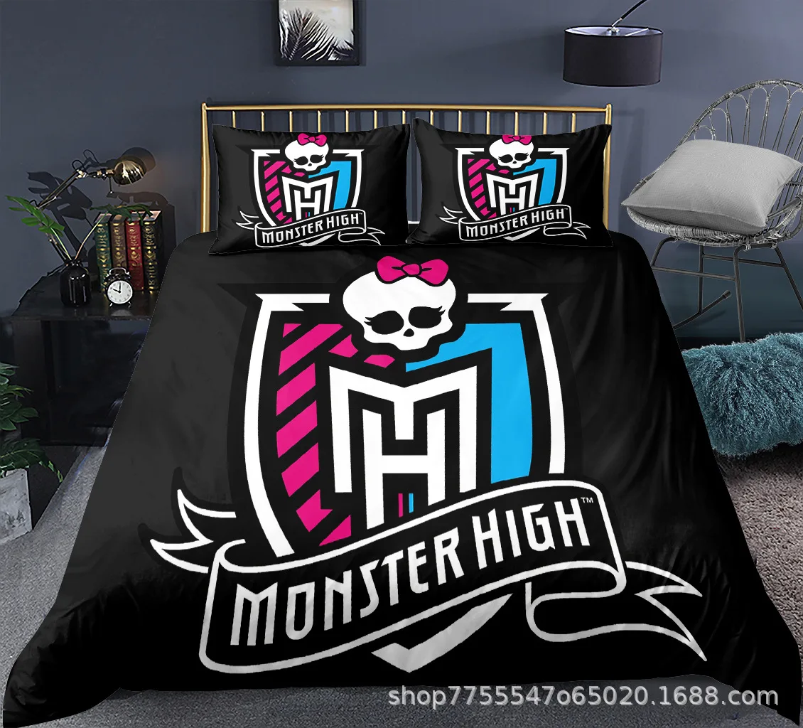 Monster High Bedding Set Single Twin Full Queen King Size Anime Bed Set Aldult Kid Bedroom Duvetcover Sets 3D Print 015