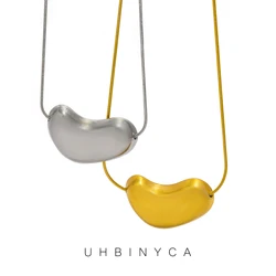 UHBINYCA 18K Gold Plated Stainless Steel Snake Chain Irregular Pendant Necklace, Unique Niche Design Women Daily Wear Jewelry
