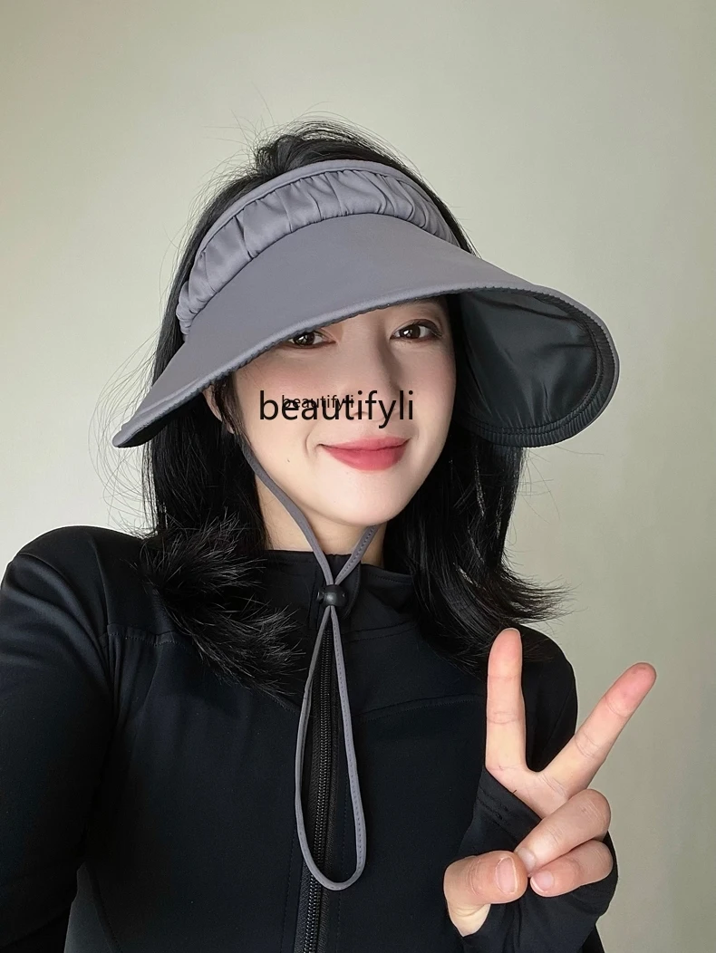 Women's Sun Hat Summer Air Top Foldable Sun-Proof Travel All-Match Big Brim Face-Covering UV Protection Sun Hat