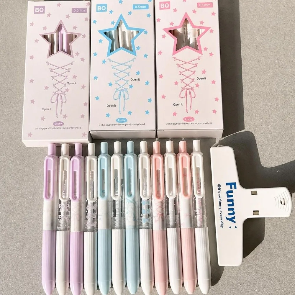 4Pcs/Set Sweet Ballet Series Gel Pens DIY Ribbon Aesthetic Stationery Neutral Pen 0.5mm School Supplies Student Writing Pen