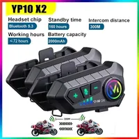 Y10 2X Bluetooth Motorcycle Helmet Intercom 300M Wireless Intercomunicador 2000Mah Moto Walkie Talkie With Soft Hard Mic