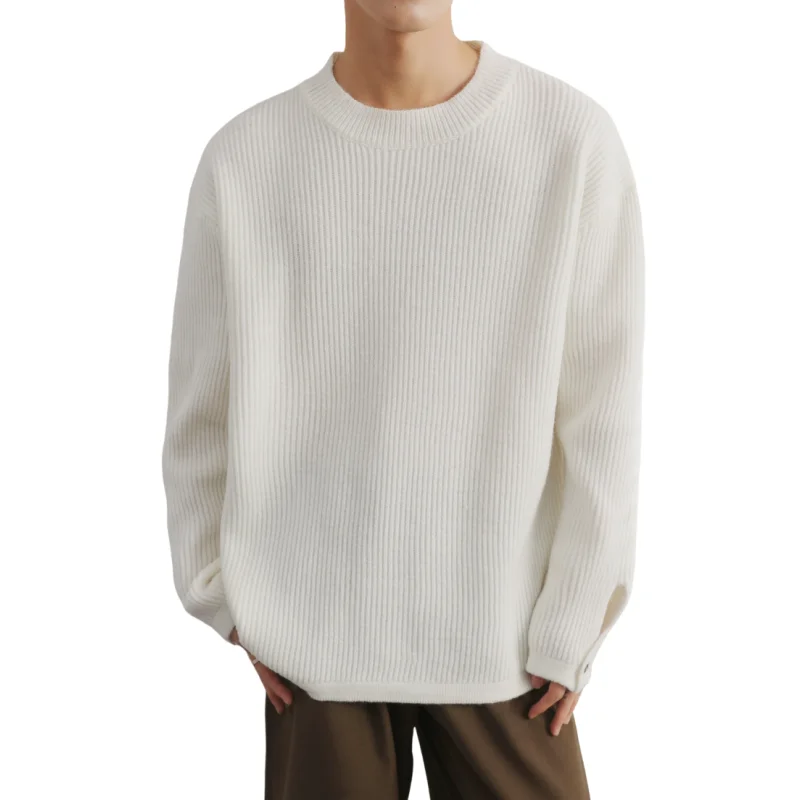 

New Men's Autumn and Winter Style Round-neck Knitted Sweater with A Loose and Warm Pullover Pair It with Sweater As A Base Layer