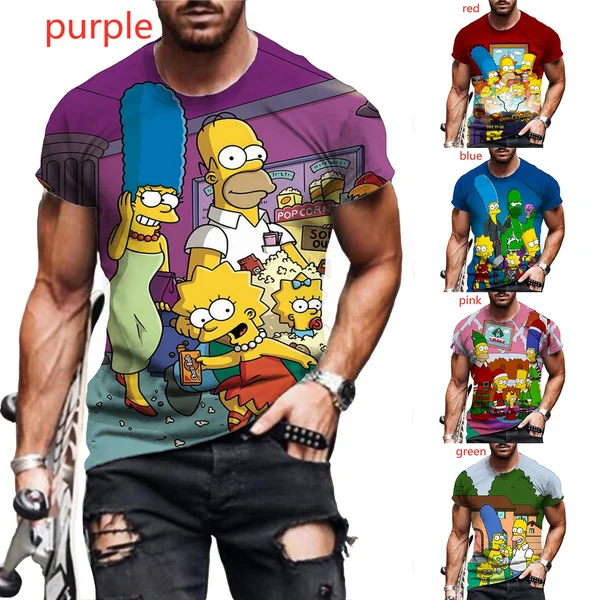 

Disney 2024 Simpson Cartoon Anime 3D Printing T-shirt Summer Fashion Men/women Casual Harajuku Funny Tees